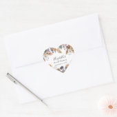 Boho Blauwe Bruine Botanische Palm Pampas Gras Bru Hart Sticker (Envelop)
