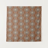Boho Blauwe Bruine Handgetekende Mandala Kunst Tap Wandkleed (Voorkant (horizontaal))
