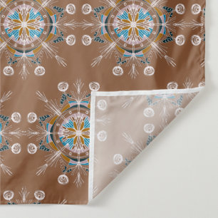 Boho Blauwe Bruine Handgetekende Mandala Kunst Tap Wandkleed