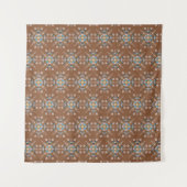 Boho Blauwe Bruine Handgetekende Mandala Kunst Tap Wandkleed (Voorkant)