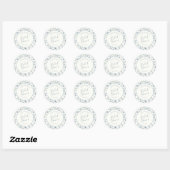 Boho Blauwe & Crème Kleur Bruiloft Feest Favor Ronde Sticker (Vel)