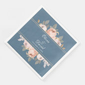 Boho Blauwe en Roze Pioenrozen Bruiloft Servet (Hoek)