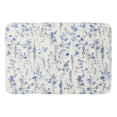 Boho Blauwe en witte wilde bloemen Badmat (Voorkant)