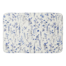 Boho Blauwe en witte wilde bloemen Badmat