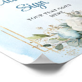 Boho Blauwe Eucalyptus Gouden Frame DIY Trouwbord Poster (Hoek)
