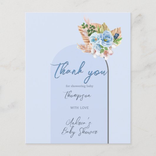 Boho Blauwe Frame Pampas Gras Oh Jongen Baby Showe Flyer (Voorkant)