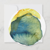 Boho Blauwe Gele Abstracte Waterverf Trouwfeest Kaart (Achterkant)
