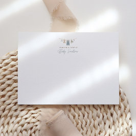 Boho Blauwe Jongens Babykleren Baby Shower Bedankkaart