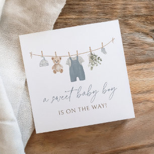 Boho Blauwe Jongens Babykleren Baby Shower Servet