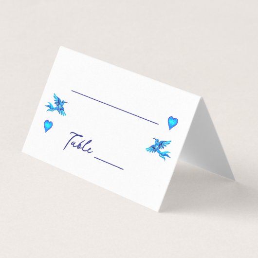 Boho Blauwe Kolibries Mexicaanse Trouwplaats Kaart (Voorkant)