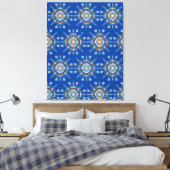 Boho Blauwe Mandala Handgetekende Kunst Canvasprin Canvas Afdruk (Insitu (Slaapkamer))