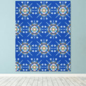 Boho Blauwe Mandala Handgetekende Kunst Canvasprin Canvas Afdruk (Insitu (Houten vloer))