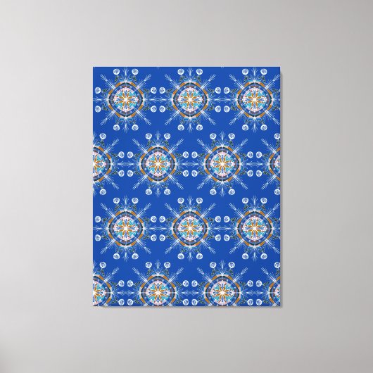 Boho Blauwe Mandala Handgetekende Kunst Canvasprin Canvas Afdruk (Voorkant)