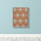 Boho Blauwe Mandala met de Hand Getekende Kunst Br Canvas Afdruk (Insitu (Houten vloer))