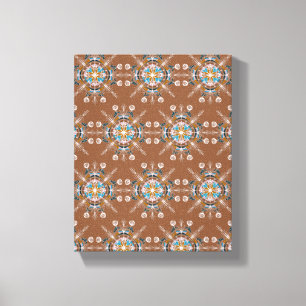 Boho Blauwe Mandala met de Hand Getekende Kunst Br Canvas Afdruk