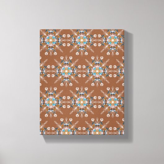 Boho Blauwe Mandala met de Hand Getekende Kunst Br Canvas Afdruk (Voorkant)