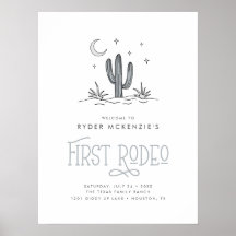 Boho Blauwe Moderne Jongens Eerste Rodeo 1e Verjaa