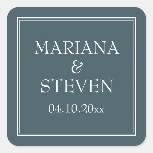 Boho Blauwe Moderne Minimalist Vierkante Sticker (Voorkant)