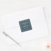 Boho Blauwe Moderne Minimalist Vierkante Sticker (Envelop)