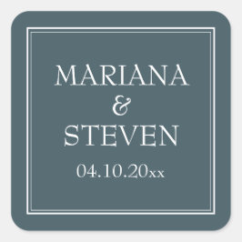 Boho Blauwe Moderne Minimalist Vierkante Sticker