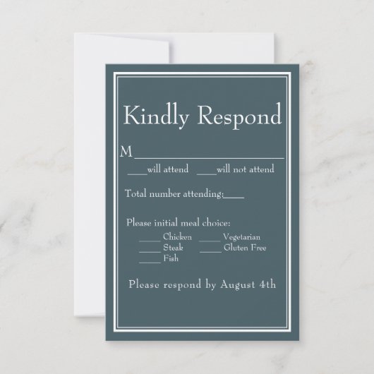 Boho Blauwe Moderne Minimalistische RSVP Kaartje (Voorkant)