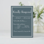 Boho Blauwe Moderne Minimalistische RSVP Kaartje (Staand voorkant)