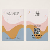 Boho blauwe mosterd sieraden maker Qr logo oorbel Visitekaartje (Voorkant /achterkant)