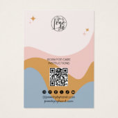 Boho blauwe mosterd sieraden maker Qr logo oorbel Visitekaartje (Achterkant)