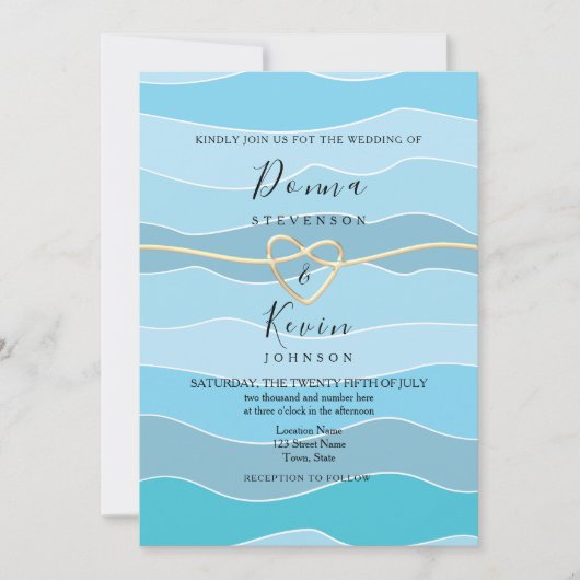 Boho Blauwe Oceaangolven Strand Bruiloft Kaart (Voorkant)