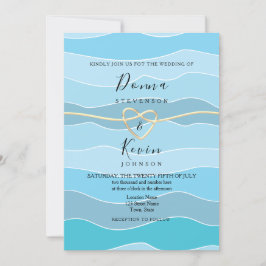 Boho Blauwe Oceaangolven Strand Bruiloft Kaart