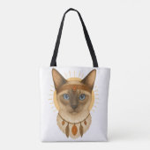 Boho Blauwe-Oog Kat Tassen Tas (Achterkant)