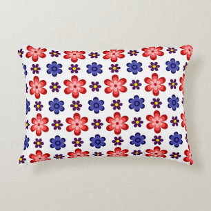 Boho Blauwe Paarse Rode Bloemen Accent Kussen
