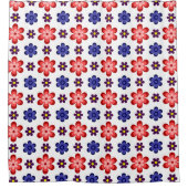 Boho Blauwe Paarse Rode Bloemen Douchegordijn (Voorkant)