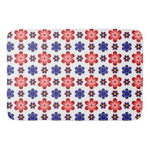 Boho Blauwe Paarse Rode Bloemen Grote Badmat