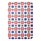 Boho Blauwe Paarse Rode Bloemen Grote Badmat (Voorkant Verticaal)