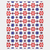 Boho Blauwe Paarse Rode Bloemen Grote Fleece Deken (Voorkant)