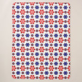 Boho Blauwe Paarse Rode Bloemen Grote Sherpa Deken (Voorkant)