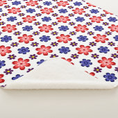 Boho Blauwe Paarse Rode Bloemen Grote Sherpa Deken (3/4)