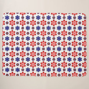 Boho Blauwe Paarse Rode Bloemen Grote Sherpa Deken