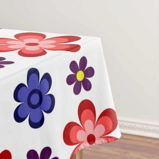 Boho Blauwe Paarse Rode Bloemen Grote Tafelkleed (Voorbeeld)