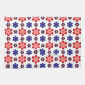 Boho Blauwe Paarse Rode Bloemen Keukenhanddoek (Horizontaal)