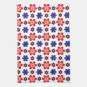 Boho Blauwe Paarse Rode Bloemen Keukenhanddoek (Verticaal)