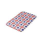 Boho blauwe paarse rode bloemen kleine badmat (Gekanteld)