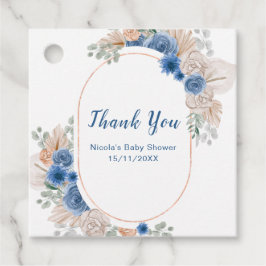 Boho Blauwe Pampagras Baby Shower Bedankjes Labels