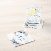 Boho Blauwe Pampagras Baby Shower Kartonnen Onderzetters (Insitu)