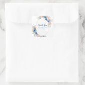 Boho Blauwe Pampagras Baby Shower Vierkante Sticker (Tas)