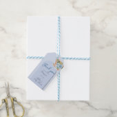 Boho Blauwe Pampagras Bloemen Hey Jongen Baby Show Cadeaulabel (Met Touw)