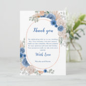 Boho Blauwe Pampagras Trouw Dank Je Bedankkaart (Staand voorkant)
