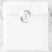 Boho Blauwe Pampagras Verjaardag Vierkante Sticker (Tas)