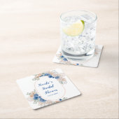 Boho Blauwe Pampas Gras Bruiloftsborrel Kartonnen Onderzetters (Insitu)